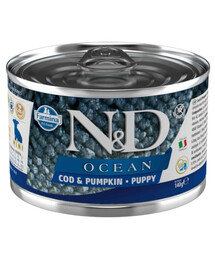 FARMINA N&D Oceean Dog Puppy Codfish, pumpkin 140 g menca un ķirbis kucēniem
