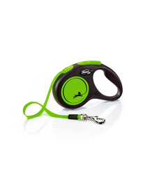 FLEXI New Neon S Tape 5 m green automātiskā pavada, zaļa