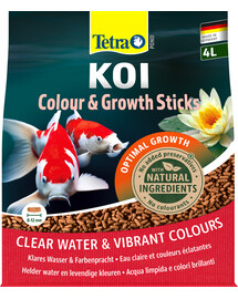 TETRA Pond KOI Colour&Growth Sticks 4 l Augstākā līmeņa barība Koi karpām no 25 cm garuma, kas nodrošina dzīvīgumu, veselīgu augšanu un intensīvu krāsojumu.