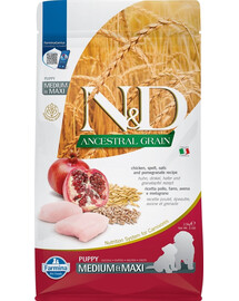 FARMINA N&D ANCESTRAL GRAIN DOG kucēniem ar vistu un auzām 2,5 kg