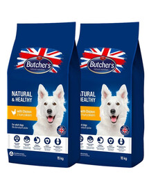 BUTCHER'S Natural&Healthy sausā barība su vistas gaļu 30 kg (2 x 15 kg)