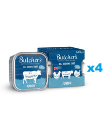 BUTCHER'S Original Junior Mixed flavours vistas, liellopa un tītara gaļas pastēte kucēniem 16x150 g