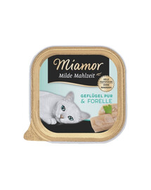 MIAMOR Milde Mahlzeit Poultry Pure&Trout 24x100g mājputnu gaļa un foreles