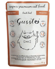 GUSSTO Cat Fresh Beef mitrā kaķu barība, svaiga liellopu gaļa 85 g