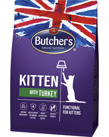 BUTCHER'S Funkcionālais kaķis Kitten ar tītaru 2x800 g