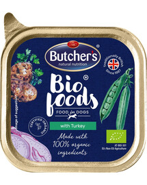 BUTCHER'S BIO foods Mixed flavours tītara, liellopa, vistas gaļa 6x150 g pastētes suņiem