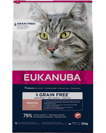 EUKANUBA Grain Free Senior Łosoś 10 kg vecākiem kaķiem