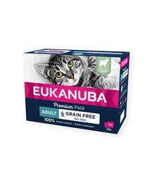 EUKANUBA Grain Free Adult Jēra gaļas pastēte 12 x 85 g