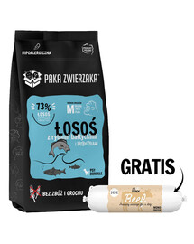 PAKA ZWIERZAKA Seventh HeavenSausā barība Lasis ar Baltijas zivīm 9kg + Liellopu gaļas desa suņiem 200g BEZMAKSAS