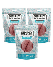 SIMPLY FROM NATURE Meat Strips Gaļas sloksnes ar aitas gaļu un rīsiem suņiem 3x80 g