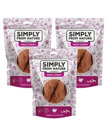 SIMPLY FROM NATURE Meat Strips Gaļas sloksnes ar tītaru un kokosriekstu suņiem 3x80 g
