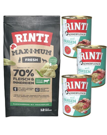 RINTI MAX-I-MUM Rumen with rumen 12 kg + Kennerfleisch Rumen with rumen mitrā barība 3x400 g