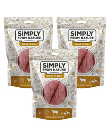 SIMPLY FROM NATURE Gaļas strēmelītes ar liellopu gaļu un nigellu suņiem 3x80 g