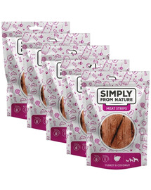 SIMPLY FROM NATURE Meat Strips Gaļas sloksnes ar tītaru un kokosriekstu suņiem 5x80 g