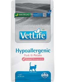 FARMINA VetLife Hypoallergenic Adult Pork Potato pilnvērtīga diētiskā barība kaķiem 1.5 kg