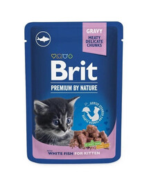 BRIT PREMIUM Pouch White Fish Kitten 24x100g ar baltām zivīm kaķēniem