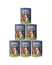SIMPLY FROM NATURE Fazans ar burkāniem mitrā barība suņiem 6 x 400 g