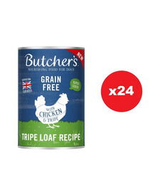 BUTCHER'S Original Tripe,  Suņu barība, vistas un rumenis, pastēte 24 x 400g