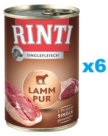 RINTI Singlefleisch Lamb Pure 6x400 g monoproteīna jēra gaļa