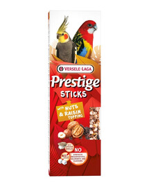 VERSELE-LAGA Prestige Sticks 2 flakoni ar riekstiem un rozīņu smidzinātājiem vidēja lieluma papagaiļiem 140g