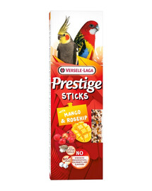VERSELE-LAGA Prestige Sticks 2 flakoni ar mango un mežrozēm vidēja lieluma papagaiļiem 140g
