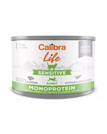 CALIBRA Cat Life Sensitive Rabbit 200 g ar trusi jutīgiem kaķiem