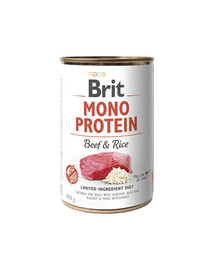 BRIT Mono Protein Beef & Rice 12x400 g monoproteīnu pārtika liellopu gaļa un rīsi