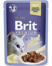 BRIT Premium Cat Delicate fileja želejā ar liellopu gaļu kaķiem 24x85g