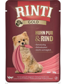 RINTI Chicken Pure&Beef Mini vistas un liellopa gaļas maisiņš mazo šķirņu suņiem 100 g