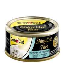 GIMCAT Shiny Cat Filet Chicken&Tuna 70g vistas gaļa un tuncis buljonā
