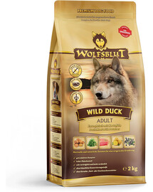 WOLFSBLUT Wild Duck Senior sausā barība vecākiem suņiem ar pīli un kartupeļiem 12,5 kg