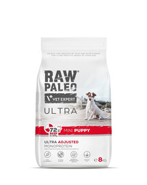 RAW PALEO Ultra Beef Mini Puppy 8kg liellopu gaļa mazo šķirņu kucēniem