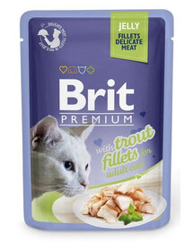 BRIT Premium Cat  Fillets in Jelly mokra karma z pstrągiem dla kotów 24x85 g