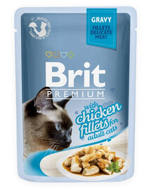 BRIT Premium Cat Fillets in Gravy mitrā vistas gaļas barība kaķiem 24x85g