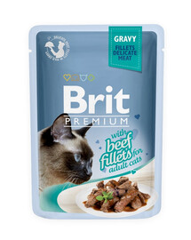 BRIT Premium Cat Fillets in Gravy mitrā kaķu barība ar liellopu gaļu 24x85g