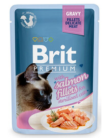 BRIT Premium Cat Delikāta fileja mērcē ar lasi sterilizētiem kaķiem 24x85g