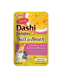 INABA Cat Dashi Delights Silky Broth Vistas gaļa un lasis 40g