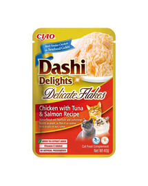 INABA Cat Dashi Delights Delicate Flakes Vistas gaļa, tuncis un lasis 40g