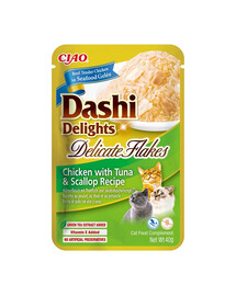 INABA Cat Dashi Delights Delicate Flakes Vistas gaļa, tuncis un ķemmīšgliemenes 40g