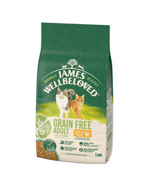 JAMES WELLBELOVED Adult 1,5 kg bez graudiem, sausa, pilnvērtīga barība pieaugušiem 1-7 gadus veciem kaķiem, bagātināta ar tītaru gaļu