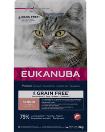 EUKANUBA Grain Free Senior Łosoś 2 kg vecākiem kaķiem