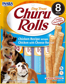 INABA Churu Rolls Chicken 8x12g vistas gaļas un siera iesaiņojums suņiem