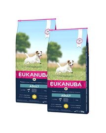 EUKANUBA Aktīva pieaugušo mazo šķirņu suņu barība, bagātināta ar svaigu vistas gaļu 30kg (2 x 15kg)