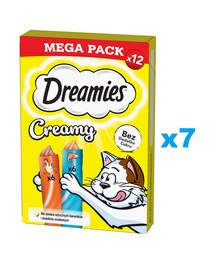 DREAMIES Creamy MEGA PACK vistas un laša papildbarība 84x10 g