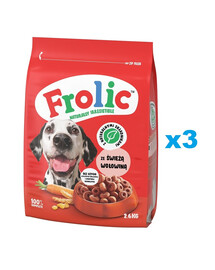 FROLIC Naturally Irresistible 3x2,6 kg daļēji mitra suņu barība ar svaigu liellopu gaļu