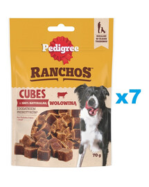 PEDIGREE Ranchos Cubes 7x70 g karma uzupełniająca dla dorosłych psów z wołowiną