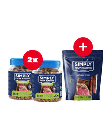 SIMPLY FROM NATURE Smart Bites Beef Trainers suņiem 2 x 130 g + kārums BEZMAKSAS