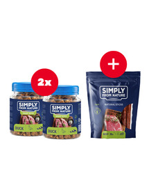 SIMPLY FROM NATURE Smart Bites Duck Trainers suņiem 2 x 130 g + kārums BEZMAKSAS