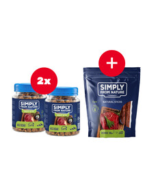 SIMPLY FROM NATURE Smart Bites Boar Trainers suņiem 2 x 130 g + kārums BEZMAKSAS