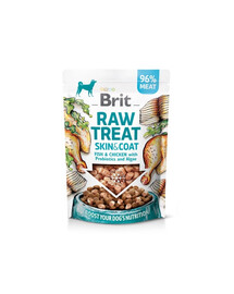 BRIT Raw Treat Freeze Dried Skin Coat 40 g liofilizētas zivis un vistas gaļa ar probiotikām suņiem